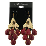 Pink & Gold-Tone Colored Metal Chandelier-Earrings With Crystal Accents