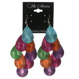 Colorful & Silver-Tone Colored Metal Chandelier-Earrings #LQE3340