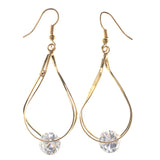 Gold-Tone Metal Dangle-Earrings With Crystal Accents #LQE3343