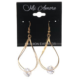 Gold-Tone Metal Dangle-Earrings With Crystal Accents #LQE3343