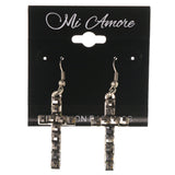 Cross Dangle-Earrings With Crystal Accents Silver-Tone & Black Colored #LQE3344