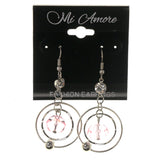 Silver-Tone & Pink Colored Metal Dangle-Earrings With Bead Accents #LQE3345