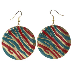Zebra Print Dangle-Earrings Red & Blue Colored #LQE3348