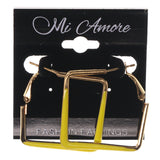 Yellow & Gold-Tone Colored Metal Hoop-Earrings #LQE3349