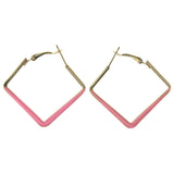 Pink & Gold-Tone Colored Metal Hoop-Earrings #LQE3350