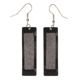 Glitter Sparkle Dangle-Earrings Black & Silver-Tone Colored #LQE3351