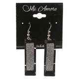 Glitter Sparkle Dangle-Earrings Black & Silver-Tone Colored #LQE3351