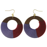 Purple & Brown Colored Wooden Dangle-Earrings #LQE3353