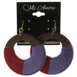 Purple & Brown Colored Wooden Dangle-Earrings #LQE3353