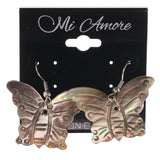 Butterfly Shell Dangle-Earrings Brown & White Colored #LQE3354