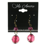 Purple & Gold-Tone Colored Metal Dangle-Earrings With Bead Accents #LQE3355