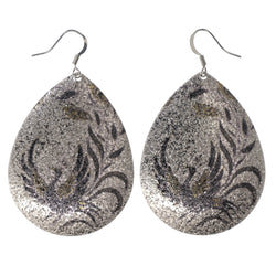 Bird Dangle-Earrings Silver-Tone & Black Colored #LQE3359