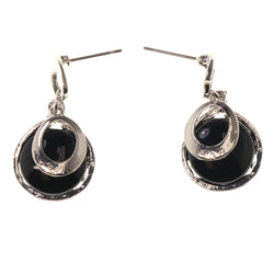 Black & Silver-Tone Metal -Dangle-Earrings Bead Accents #LQE3363