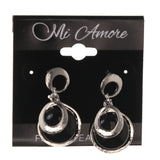 Black & Silver-Tone Metal -Dangle-Earrings Bead Accents #LQE3363
