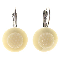 White & Silver-Tone Colored Acrylic Dangle-Earrings #LQE3365