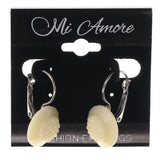 White & Silver-Tone Colored Acrylic Dangle-Earrings #LQE3365