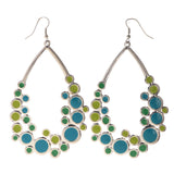 Blue & Green Colored Metal Dangle-Earrings #LQE3368