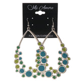 Blue & Green Colored Metal Dangle-Earrings #LQE3368