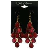 Gold-Tone Metal Chandelier-Earrings With Pink Crystal Accents