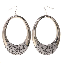 Silver-Tone & Black Colored Metal Dangle-Earrings #LQE3373