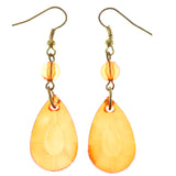 Orange & Gold-Tone Colored Metal Dangle-Earrings With Crystal Accents