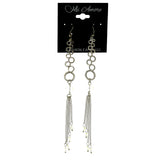 Silver-Tone & Clear Colored Metal Dangle-Earrings With Bead Accents #LQE3383