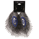 Feather Sequin Dangle-Earrings Black & Blue Colored #LQE3384