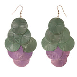 Green & Purple Colored Metal Chandelier-Earrings #LQE3386