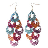 Colorful & Silver-Tone Colored Metal Chandelier-Earrings #LQE3387