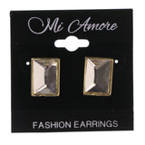 Silver-Tone & Gold-Tone Metal Stud-Earrings Crystal Accents #LQE3392