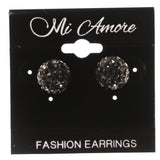 Ombre Stud-Earrings With Crystal Accents Black & Silver-Tone Colored #LQE3395