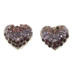 Heart Ombre Stud-Earrings With Crystal Accents Pink & Purple Colored #LQE3397