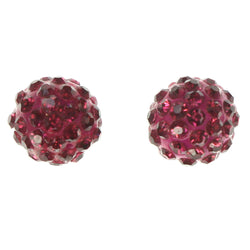 Pink Metal Stud-Earrings With Crystal Accents #LQE3398