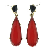 Red & Black Colored Metal Drop-Dangle-Earrings With Bead Accents #LQE3402