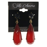 Red & Black Colored Metal Drop-Dangle-Earrings With Bead Accents #LQE3402