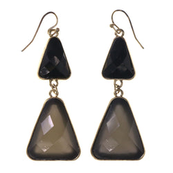 Black & Gray Colored Metal Dangle-Earrings With Bead Accents #LQE3403