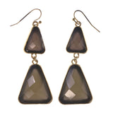 Gray & Gold-Tone Colored Metal Dangle-Earrings With Bead Accents #LQE3404