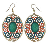 Filigree Dangle-Earrings With Stone Accents Blue & Orange Colored #LQE3406