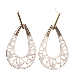 White & Gold-Tone Colored Metal Drop-Dangle-Earrings #LQE3407