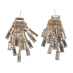 Gold-Tone & Silver-Tone Metal Dangle-Earrings Crystal Accents #LQE3408