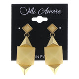 Gold-Tone & Yellow Colored Metal Drop-Dangle-Earrings With Bead Accents #LQE3409