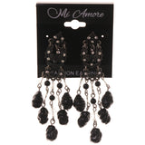 Silver-Tone & Black Metal -Dangle-Earrings Bead Accents #LQE3415