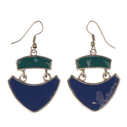 Blue & Green Colored Metal Dangle-Earrings #LQE3416