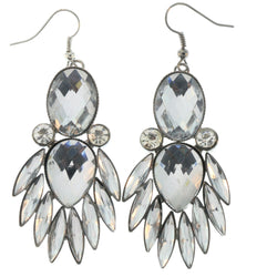 Silver-Tone Metal Dangle-Earrings Crystal Accents