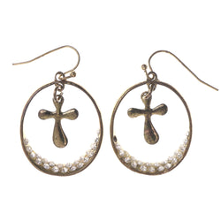 Cross Dangle-Earrings Crystal Accents Gold-Tone & Silver-Tone #LQE3420