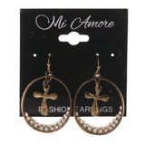 Cross Dangle-Earrings Crystal Accents Gold-Tone & Silver-Tone #LQE3420