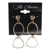 Gold-Tone & Clear Colored Metal Drop-Dangle-Earrings With Bead Accents #LQE3422