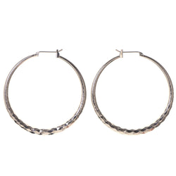 Silver-Tone Metal Hoop-Earrings #LQE3431