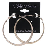 Silver-Tone Metal Hoop-Earrings #LQE3432