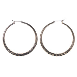 Silver-Tone Metal Hoop-Earrings #LQE3433